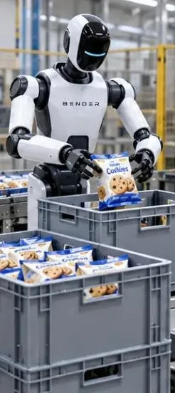 Il robot riempie casse o cartoni
